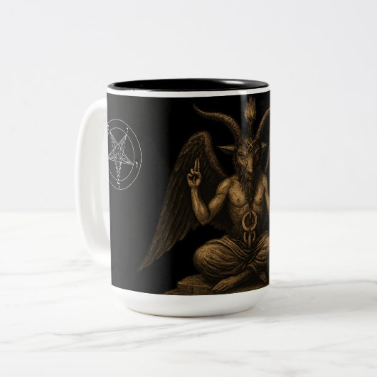 Baphomet Tweekleurige Koffiemok (Voorkant links)