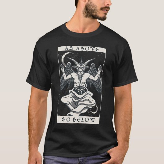 Baphomet zoals boven zo onder duivel aanbidden sat t-shirt (Voorkant)