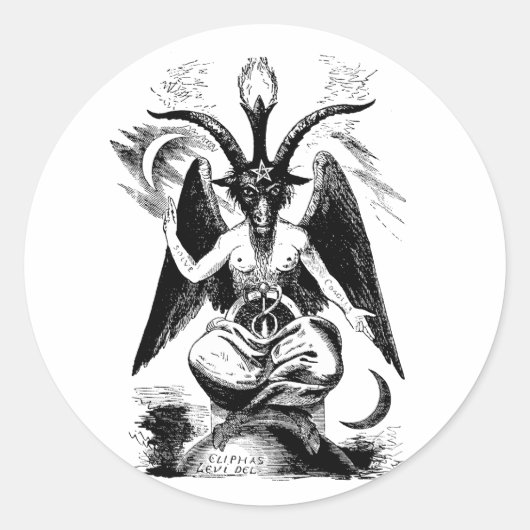 Baphomet, zwart ronde sticker (Voorkant)