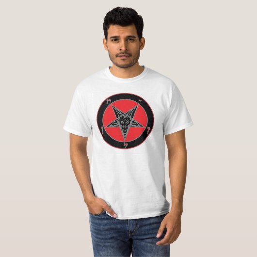 Baphomet (zwart, rood en grijs) t-shirt (Voorkant volledig)