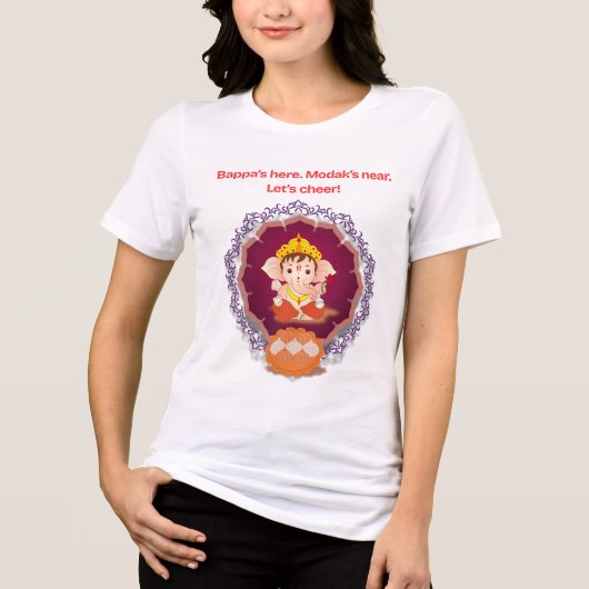 Bappa’s Here Modak’s Near Ganesh Chaturthi T-Shirt (Voorkant)