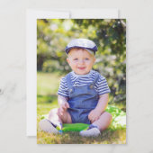 Baptism 1st Birthday Wood String Lights Foto Kaart (Achterkant)