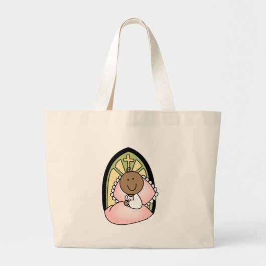 Baptism African American Baby Girl Grote Tote Bag (Voorkant)