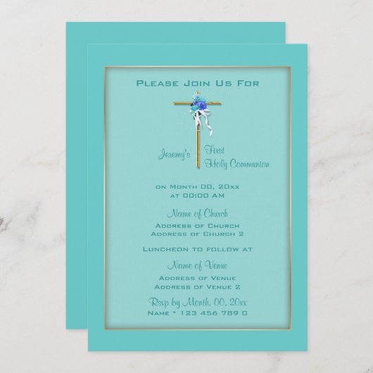 Baptism aqua communion gouvergelegant kaart (Voorkant / Achterkant)