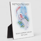 Baptism Baby Blue Flowers Dove Fotoplaat (Zijkant)