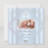 Baptism Baby Boy Blue Christening Cross Prince 2 Kaart (Voorkant)