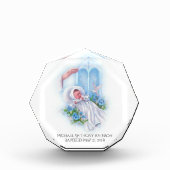 Baptism Baby Boy Blue Flowers Cross Fotoblokken (Voorkant)