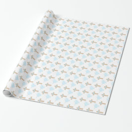 Baptism Baby Boy Blue Wrapping Paper Cadeaupapier