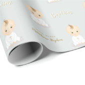 Baptism Baby Boy Cadeaupapier (Rol Hoek)