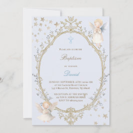 Baptism baby boy Invitation Kaart
