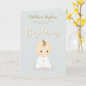 Baptism Baby Boy Kaart (Gele Bloem)