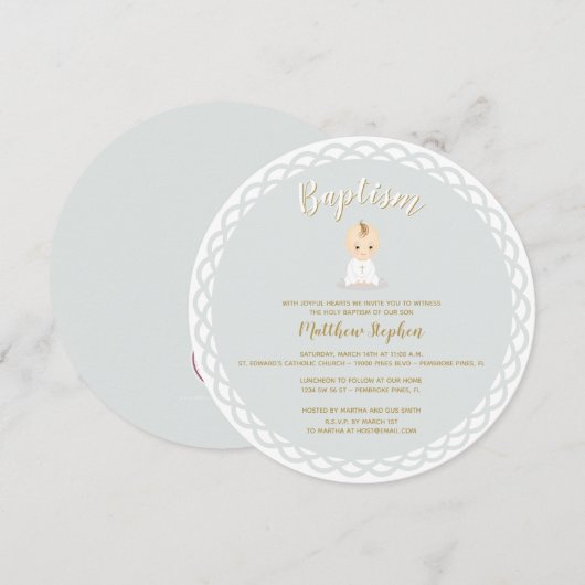 Baptism Baby Boy Kaart (Voorkant / Achterkant)