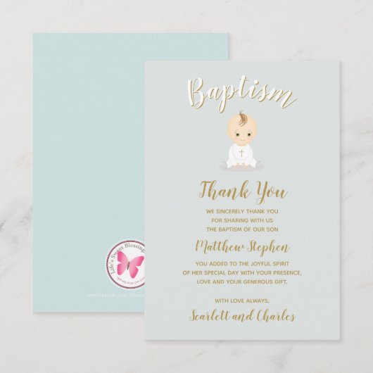 Baptism Baby Boy Kaart (Voorkant / Achterkant)