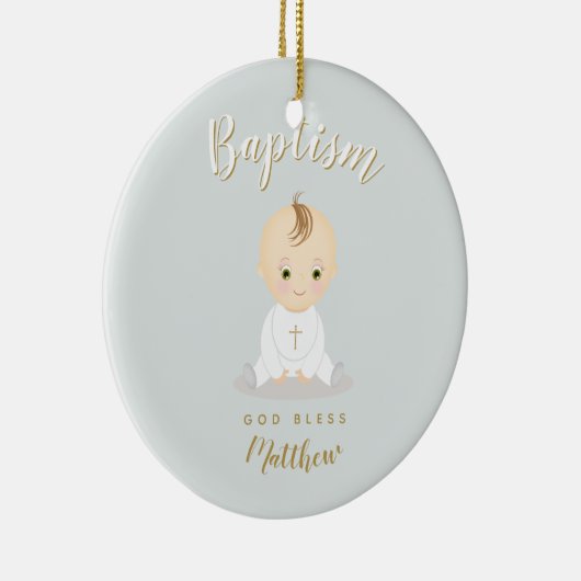 Baptism Baby Boy Keramisch Ornament (Rechts)