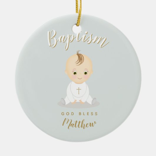 Baptism Baby Boy Keramisch Ornament (Voorkant)