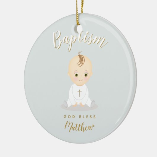 Baptism Baby Boy Keramisch Ornament (Links)