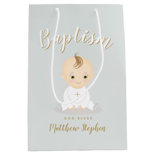 Baptism Baby Boy Medium Cadeauzakje (Voorkant)