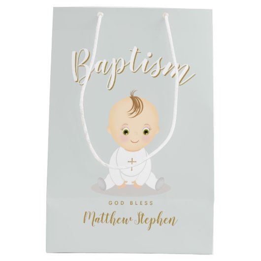 Baptism Baby Boy Medium Cadeauzakje (Achterkant)