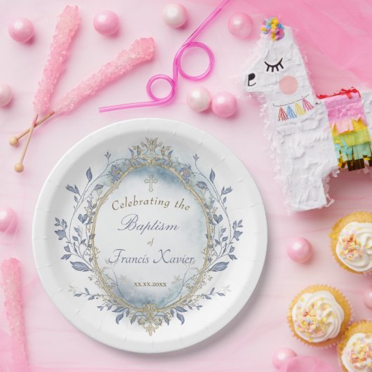 Baptism baby boy  papieren bordje (Feest)