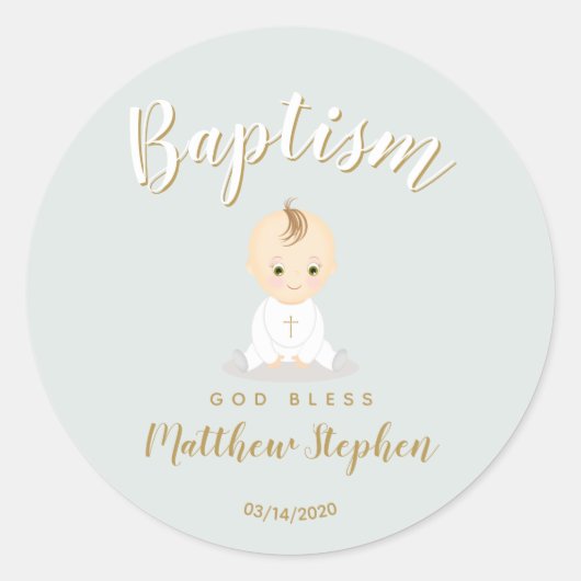 Baptism Baby Boy Ronde Sticker (Voorkant)