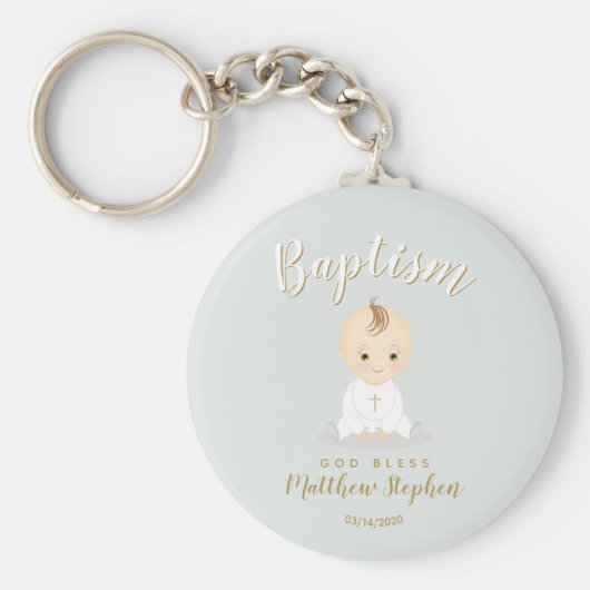 Baptism Baby Boy Sleutelhanger (Voorkant)