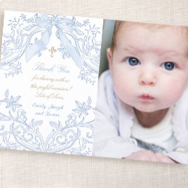 Baptism baby boy thank you card kaart