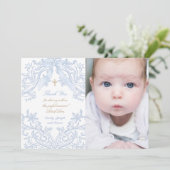 Baptism baby boy thank you card kaart (Staand voorkant)