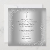 Baptism Baby Christening Boy Blue Silver Cross Aankondiging (Achterkant)