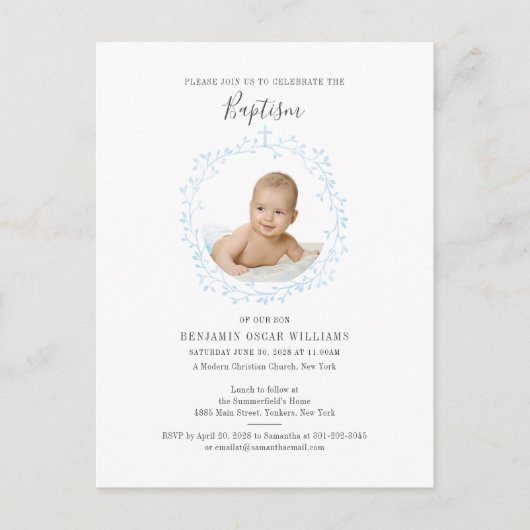 Baptism Baby Foto Christelijke Religieuze Gebeurte Uitnodiging Briefkaart (Voorkant)