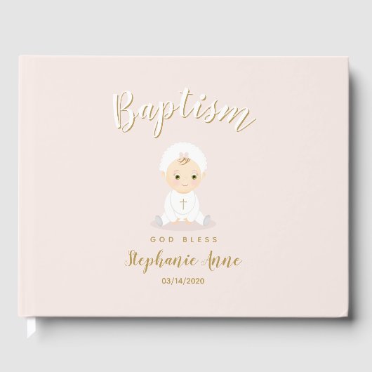 Baptism Baby Girl met Bonnet Gastenboek (Voorkant)