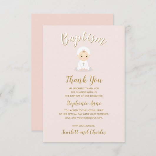 Baptism Baby Girl met Bonnet Kaart (Voorkant / Achterkant)