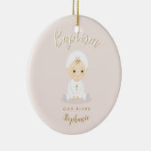 Baptism Baby Girl met Bonnet Keramisch Ornament (Rechts)