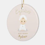 Baptism Baby Girl met Bonnet Keramisch Ornament (Links)