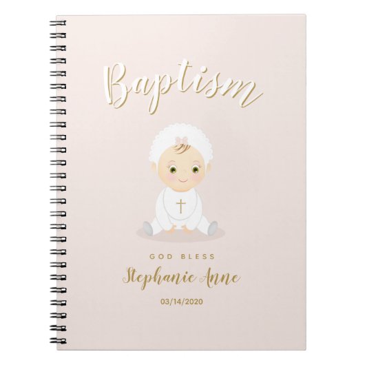 Baptism Baby Girl met Bonnet Notitieboek (Voorkant)