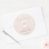 Baptism Baby Girl met Bonnet Ronde Sticker (Envelop)