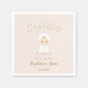 Baptism Baby Girl met Bonnet Servet