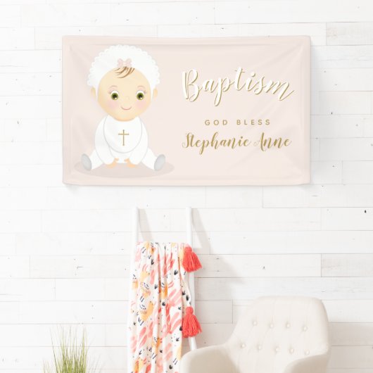 Baptism Baby Girl met Bonnet Spandoek (Insitu)