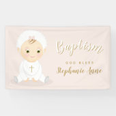 Baptism Baby Girl met Bonnet Spandoek (Horizontaal)