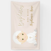 Baptism Baby Girl met Bonnet Spandoek (Verticaal)