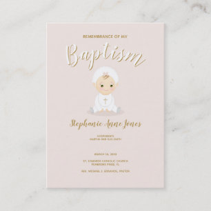 Baptism Baby Girl met Bonnet Visitekaartje