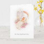 BAPTISM Baby Girl Rozen Zouden Kaart (Gele Bloem)