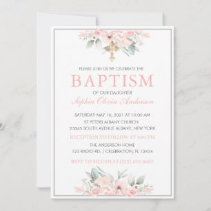 Baptism Baby Girl Uitnodiging Roze Stationery
