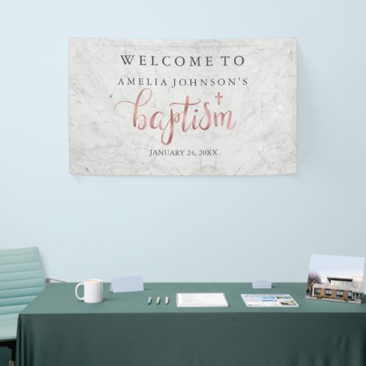 Baptism Banner Marble Roos Gold (Beurs)