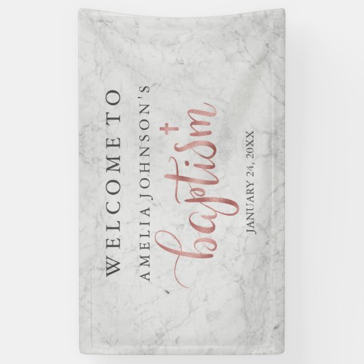 Baptism Banner Marble Roos Gold (Verticaal)