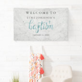 Baptism Banner Modern Marble Blue (Insitu)