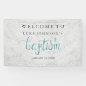 Baptism Banner Modern Marble Blue (Horizontaal)