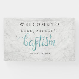 Baptism Banner Modern Marble Blue