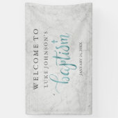 Baptism Banner Modern Marble Blue (Verticaal)