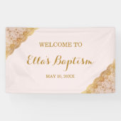 Baptism Banner Pink Gold Lace (Horizontaal)