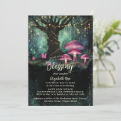 Baptism Blessing Enchanted Garden Forest Mushrooms Kaart (Staand voorkant)